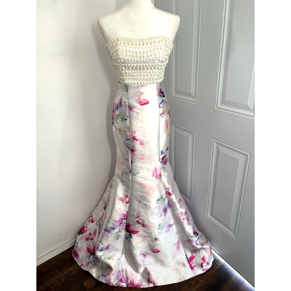 Rachel Allen Dress Womens 4 Beaded Prom Wedding Floral‎ Corset Maxi Authentic